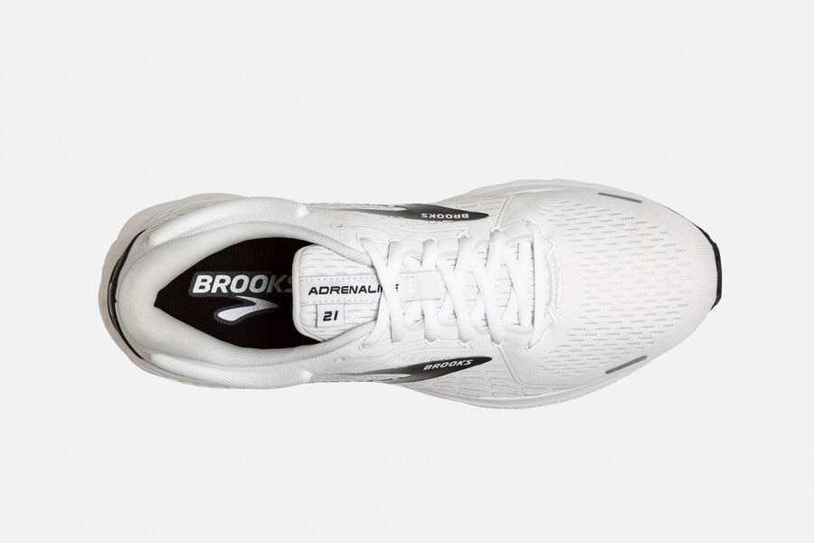 Brooks Running Shoes - Adrenaline GTS 21 Road Mens - White/Black - KIF-685217